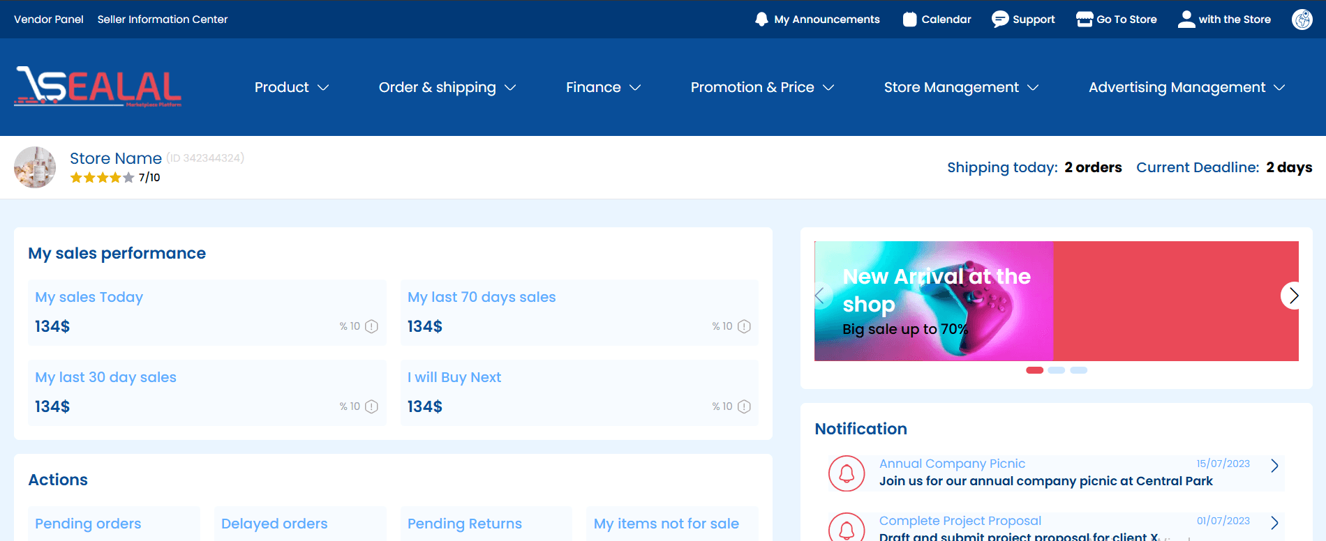 Sealal Dashboard Project Screenshot
